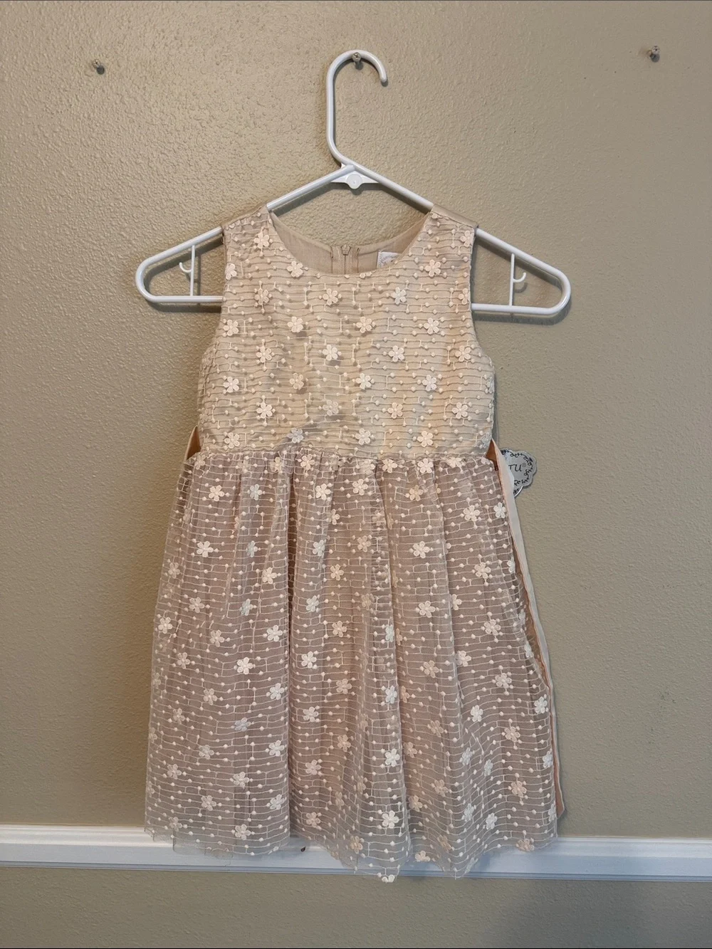 NWT Nordstrom Popatu Floral Embroidered Tulle Overlay Sleeveless Dress 5 Ivory